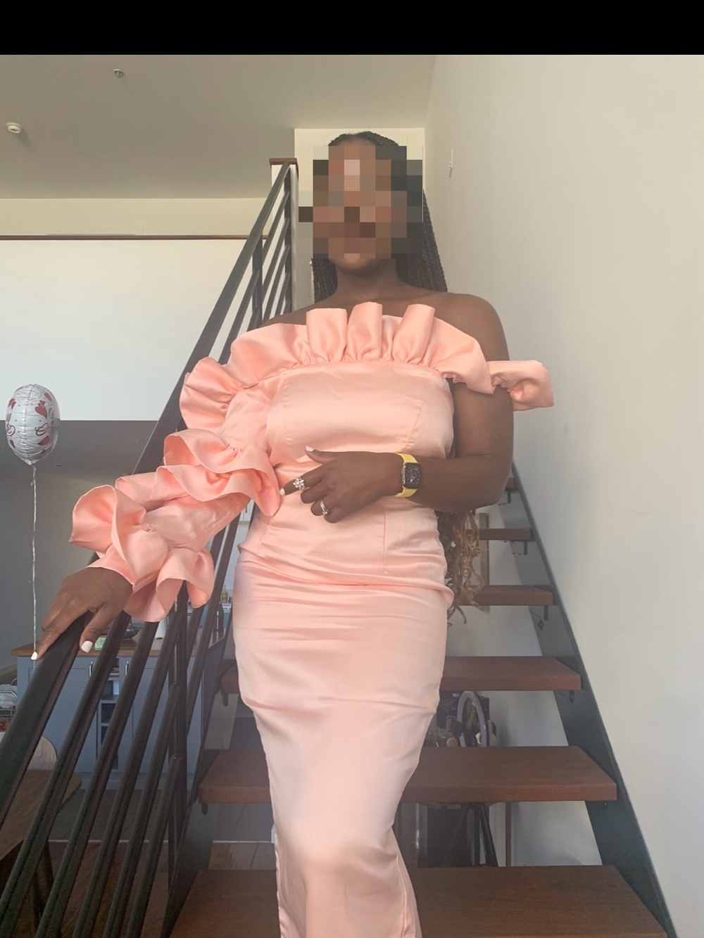 Elegant One-Shoulder Ruffle Midi Dress in Blush Pink